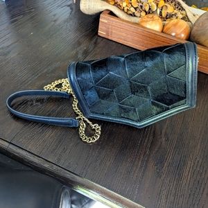 Welden Jaunt Calf hair on hide black cowhide leather crossbody chain strap bag
